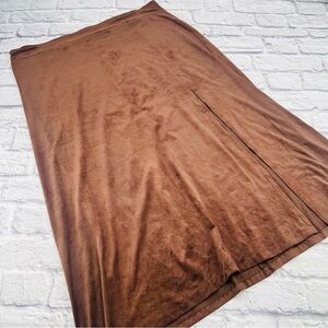 Soho Apparel Rich Brown A Line Midi Skirt XL Microfiber Side Slit